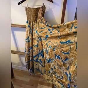 Flowy Wideleg Pants OS Beautiful Blue and Gold Colors